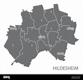 Modern City Map - Hildesheim city of Germany with districts grey DE ...