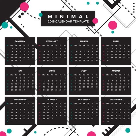 Plantilla De Calendario Creativo Vector Premium