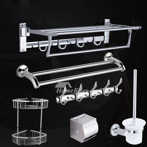 Keep towels off the floor and bath accessories at arms reach with items like towel bars, toilet paper holders, towel hooks and more. 6-Piece Chrome Bathroom Accessories Set Stainless Steel