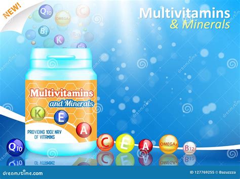 Vector Vitamin And Mineral Complex Advertising Poster Stock Vector