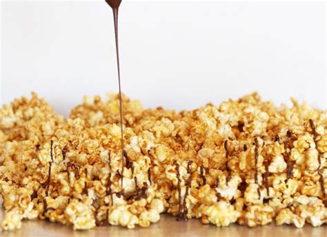 Microwave Chocolate Drizzled Caramel Popcorn Popcorn Recipes