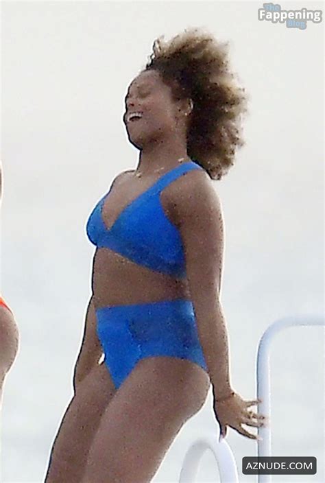 Fleur East Sexy Showing Off Her Amazing Body In A Hot Blue Bikini At The Beach With Her Friends