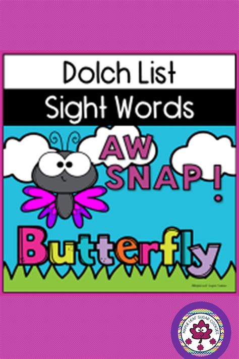 Dolch Word List Sight Words Game Butterfly Theme Great For