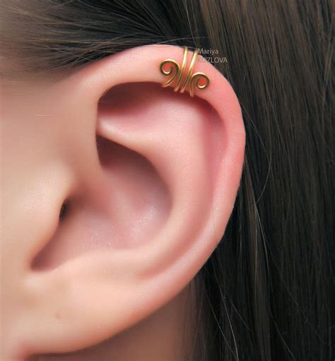 Cartilage piercings may take a maximum of three months to heal completely, and sometimes. Gold Scroll Swirls Helix Ear Cuff/cartilage ear cuff ...