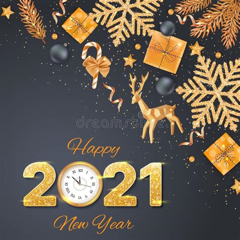 2021 happy new year golden shiny greeting background design stock vector illustration of