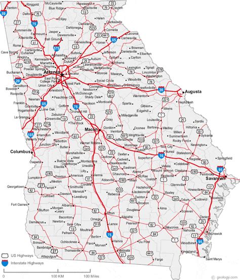 Georgia Map With Roads Show Me The United States Of America Map