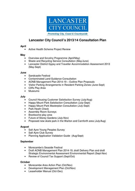 Lancaster City Council Consultation Plan 2013 14 By Lancaster City