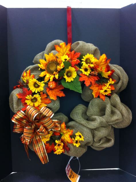 Fall Burlap Wreath With Sunflowers Fall 2013 Laura Arnold 3864