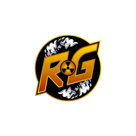 Rg Logo Monogram Esport Gaming With Gas Shape Design Stock Vector