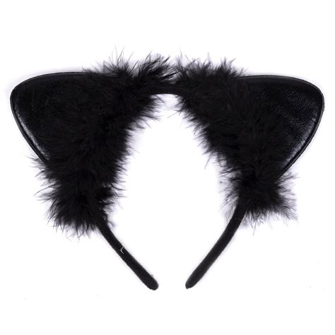 Adult Kids Fluffy Cat Ears Halloween Fancy Dress Headband Black Ebay