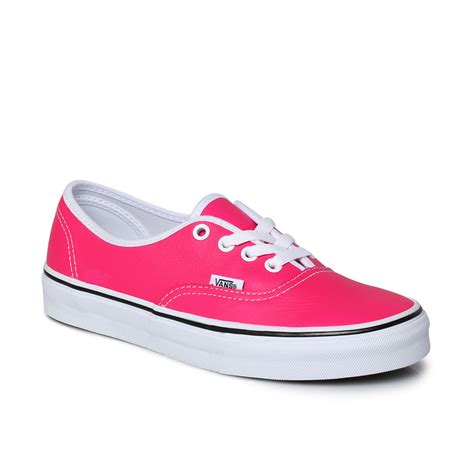 Vans Authentic Neon Pink Leather Womens Sneaker Trainers Shoes Size 3 8