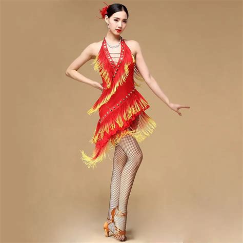 New 2018 Performance Ballroom Dancing Salsa Dance Dresses With Tassels Samba Carnival Costumes