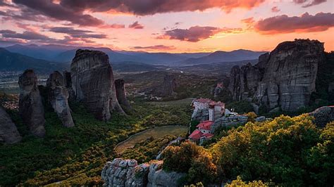 Hd Wallpaper Historic Foliage Monastery Autumn Europe Greece