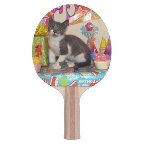 Bobs Birthday Kitten Cat Ping Pong Paddle