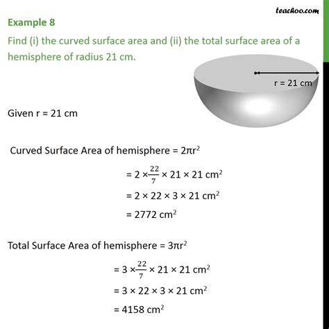 Example 5 Find I The Curved Surface Area And Ii The