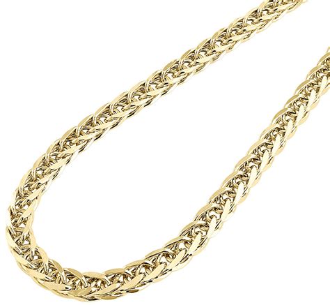 Mens 120th Bonded 10k Yellow Gold 6mm Hollow Wheat Franco Chain 26