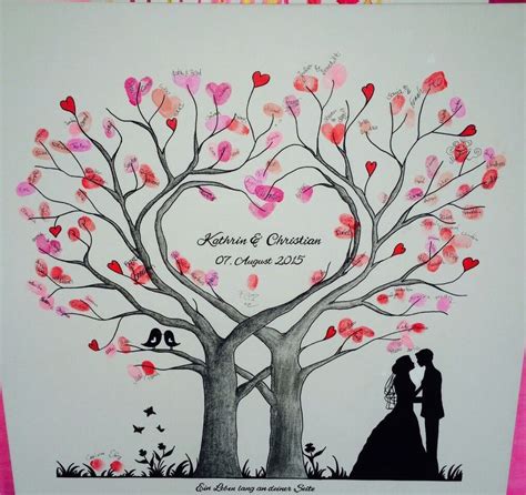 Hier findest du kostenlose beispieltexte für glückwünsche zum geburtstag. Wedding Tree Herz Fingerabdruck Baum Hochzeit Geschenk ...