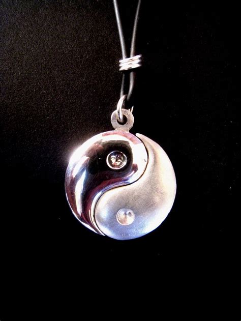 Yin Yang Symbol Necklace Separated In Two Pieces From Solid Sterling