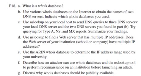 Solved P18 A What Is A Whois Database B Use Various