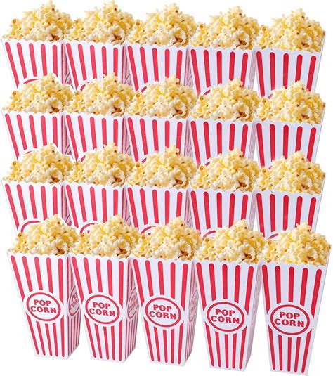 Tebery 20 Pack Plastic Open Top Popcorn Boxes Reusable Movie Theater