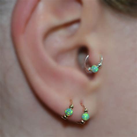 Green Opal TRAGUS EARRING Gold Tragus Hoop Cartilage Etsy In 2021