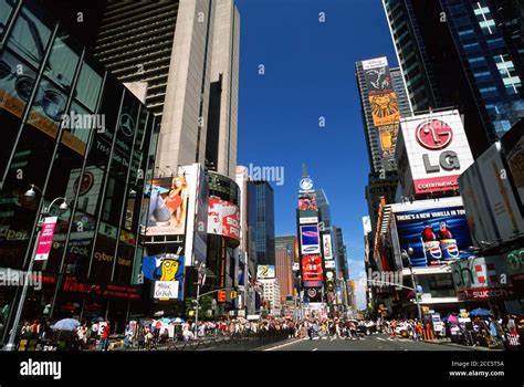 2003 View Of Times Square In New York City Is Filled With Electronic