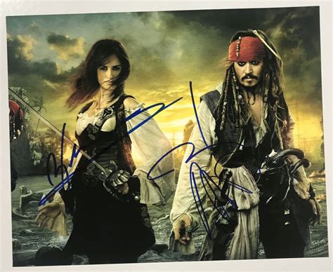 Aacs Autographs Penelope Cruz And Johnny Depp Autographed Pirates Of The Caribbean Glossy 8x10