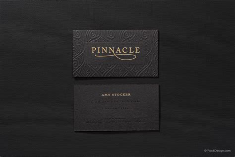 Elegant Modern Black Business Card With Foil Stamping Pinnacle