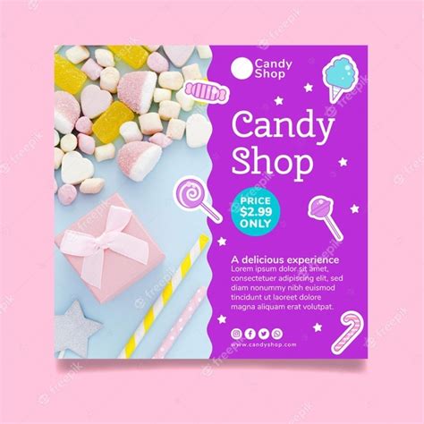 Premium Vector Candy Store Square Flyer Template
