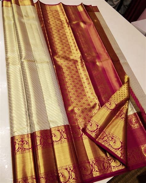 Pure Kanchipuram Silk Sarees Handwowen With Gold Pattern 16999 Market Price 23000 Silk Mark