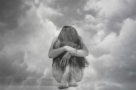 Woman Clouds Depression Stress Anxiety Depressed Sad Alone