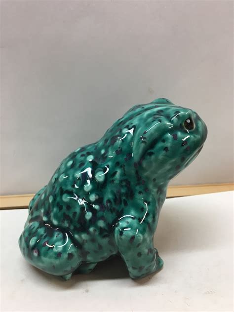 Handmade Ceramic Small Medium Bluegreen Glazed Frog Etsy