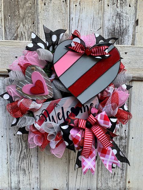 Valentine Wreath Heart Wreath Valentine Decor Front Door Decorfront