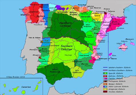 Map Of Languages And Dialect Groups In Spain Mapa De España