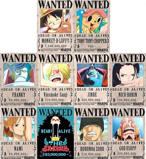 Tbrand Pcs One Piece Pirates Wanted Posters Straw Hat Pirates Crew Luffy Chopper Zoro Nami