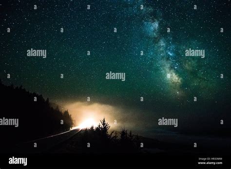The Milky Way Over Hwy 101 In Southern Oregon Stock Photo Alamy