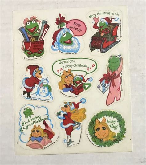 Vintage 1981 Hallmark Muppets Christmas Stickers Kermit Miss Piggy 6x5