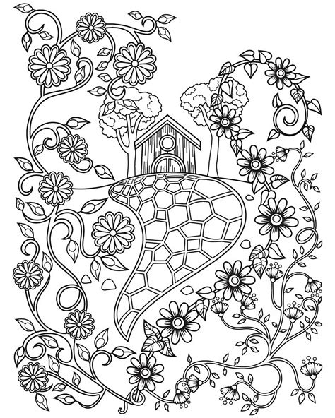 Fairy tale house and flowers - Fairy tales Adult Coloring Pages