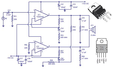 This feedback resistor is used to obtain the gain. 30 watt Audio Amplifier using TDA 2040 ~Circuit diagram