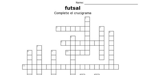 Futbol De Salon Crucigrama Del Futsal