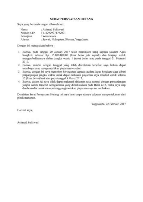 Contoh Surat Pernyataan Resmi Gawe Cv