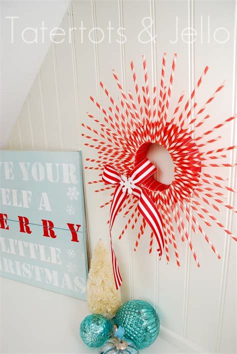 Make A Striped Paper Straw Wreath Christmas Tutorial Tatertots And