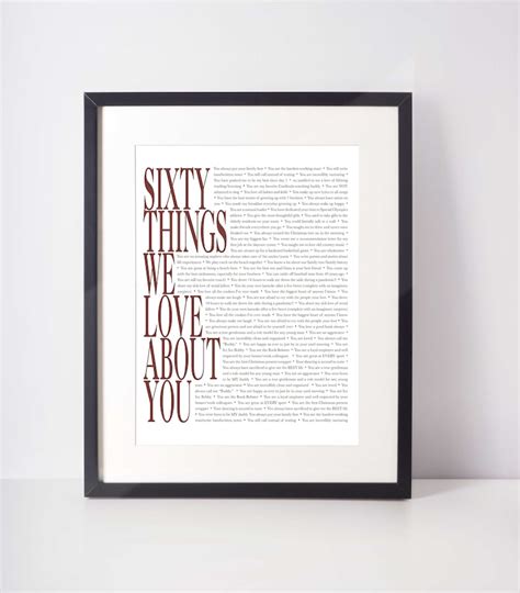 60 Things We Love About You 60th Birthday Brother 60th Etsy