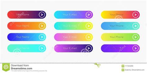 Web Buttons Flat Design Template With Color Gradient Stock Illustration