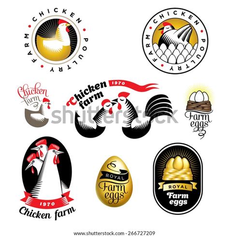 Set Chicken Eggs Logos On White Stock Vector Royalty Free 266727209