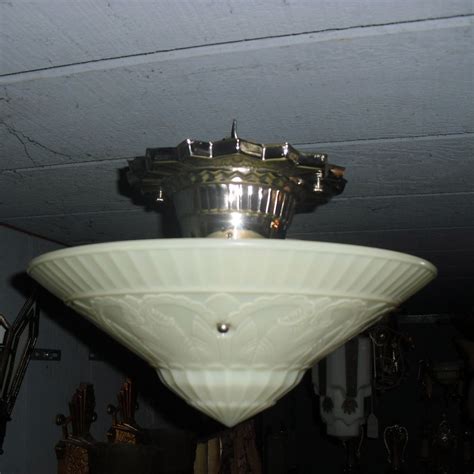 I want to replace a ceiling fan/light with a regular light fixture. Art Deco Flush Mount Ceiling Light Fixture from ...