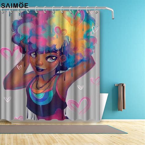 Personalized African American Women Beauty Sexy Lovely Black Girl Afrocentric Waterproof Bath