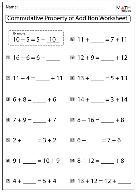 Commutative Property Of Addition Worksheets