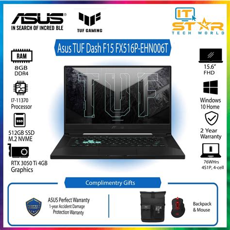 Asus Tuf Dash F15 Fx516p Ehn006t I7 11370 Ram 8gbssd 512gb Rtx