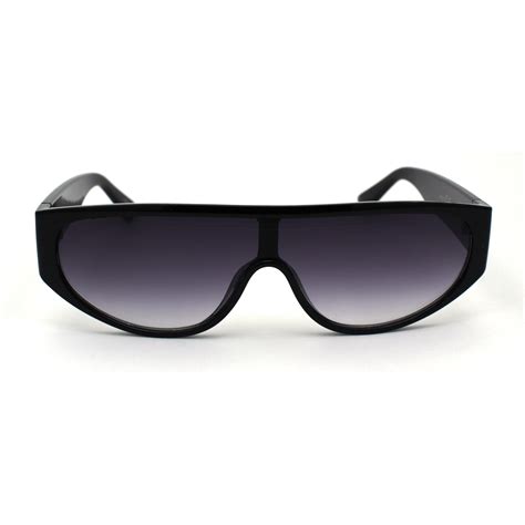 flat top mobster narrow rectangular shield plastic sunglasses black smoke
